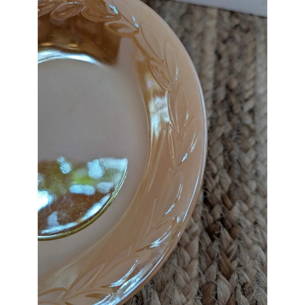 Vintage Fire King Ovenware Peach Lustre Beehive Bowl W/Handle & a 7.5